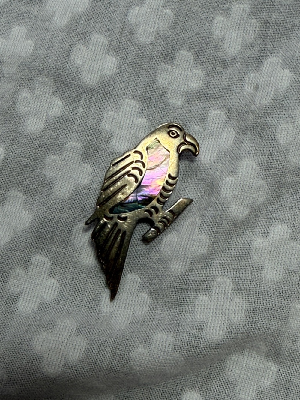 Vintage Alpaca Mexico Abalone Inlay Bird Pin - Picture 8 of 8